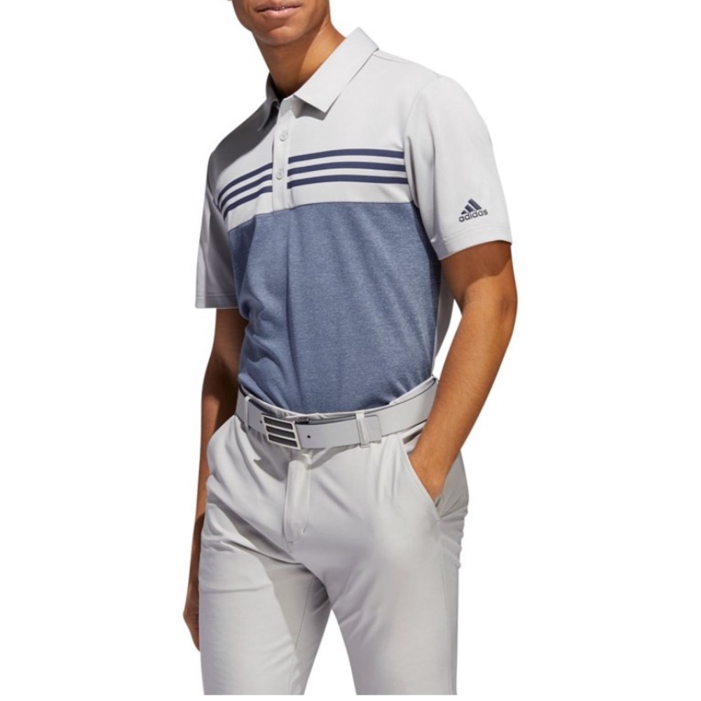 adidas Men's Two-Tone Blue and Light Gray Golf Polo